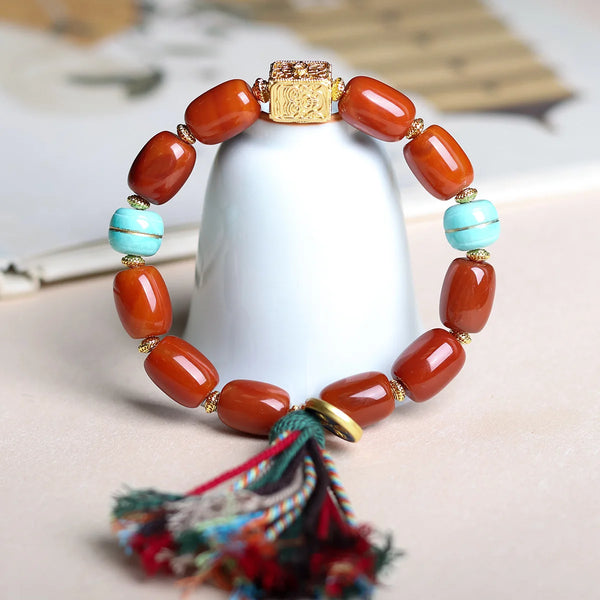 Red Agate Barrel Beads-ToShay.org