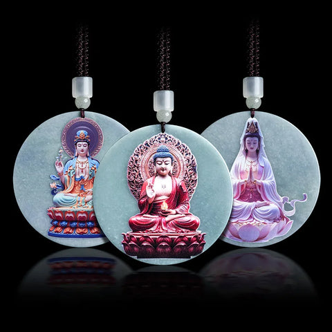 Blue Jadeite Guanyin Pendant-ToShay.org