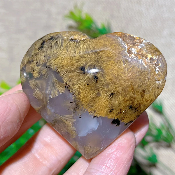 Yellow Hair Agate Heart-ToShay.org