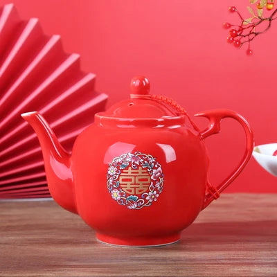 Red Porcelain Tea Set-ToShay.org