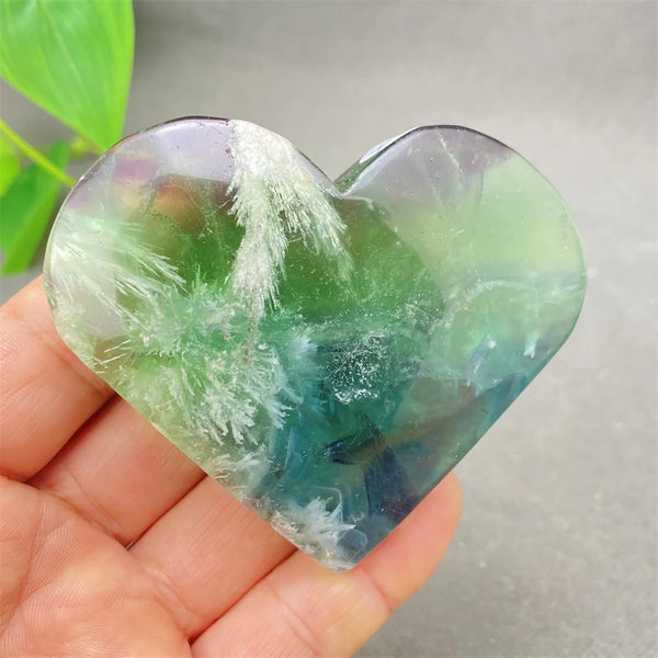 Green Feather Fluorite Heart-ToShay.org