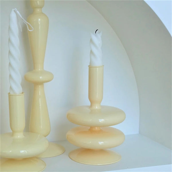 Glass Yellow Candlestick Holder-ToShay.org