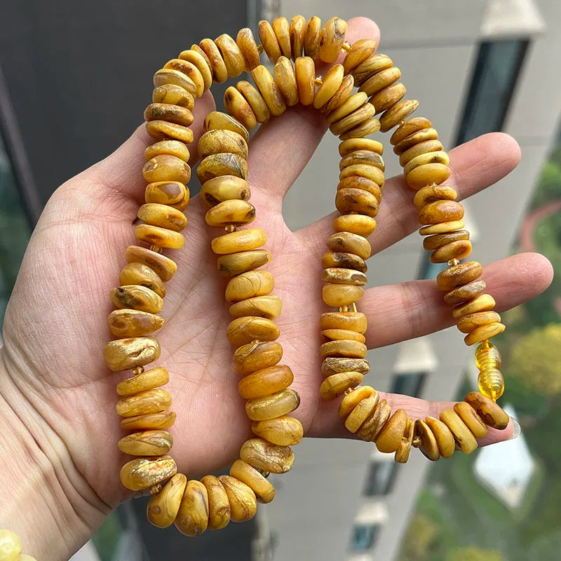 Yellow Amber Bead Necklace-ToShay.org