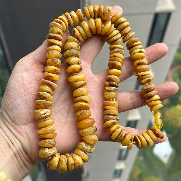 Yellow Amber Bead Necklace-ToShay.org