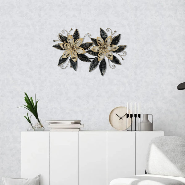 Black Gold Iron Flowers Wall Art-ToShay.org
