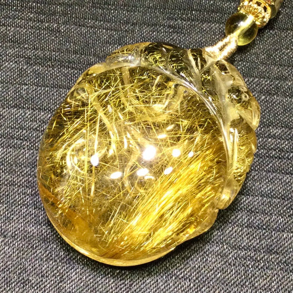 Gold Rutilated Quartz Pendant-ToShay.org