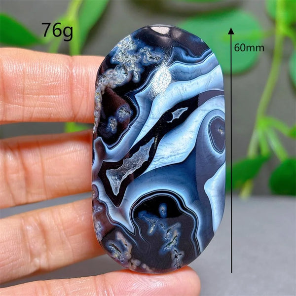 Black Silk Agate Palm Stone-ToShay.org