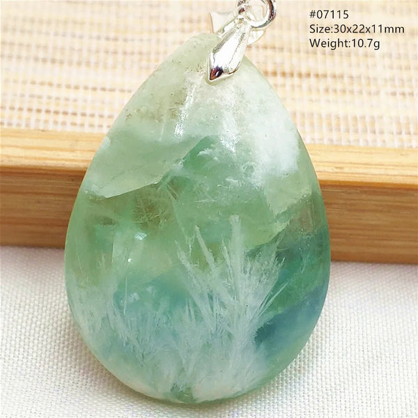 Green Feather Fluorite Pendant-ToShay.org