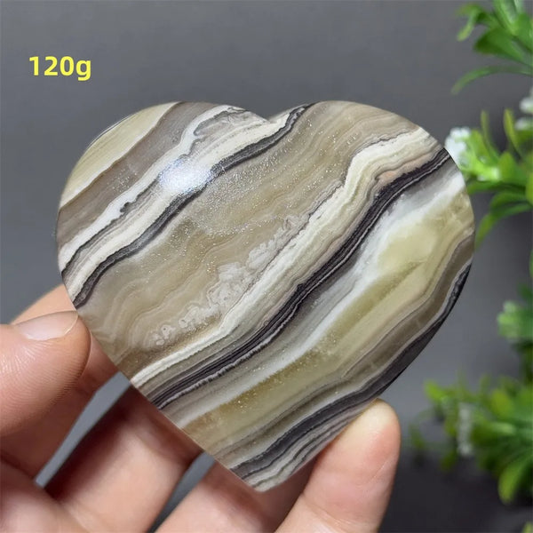 Black Yellow Stripe Calcite Heart-ToShay.org