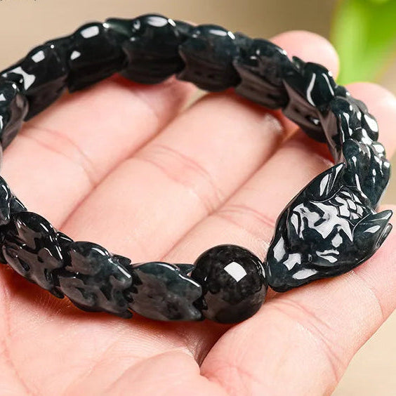 Black Jadeite Dragon Bone Bracelet-ToShay.org