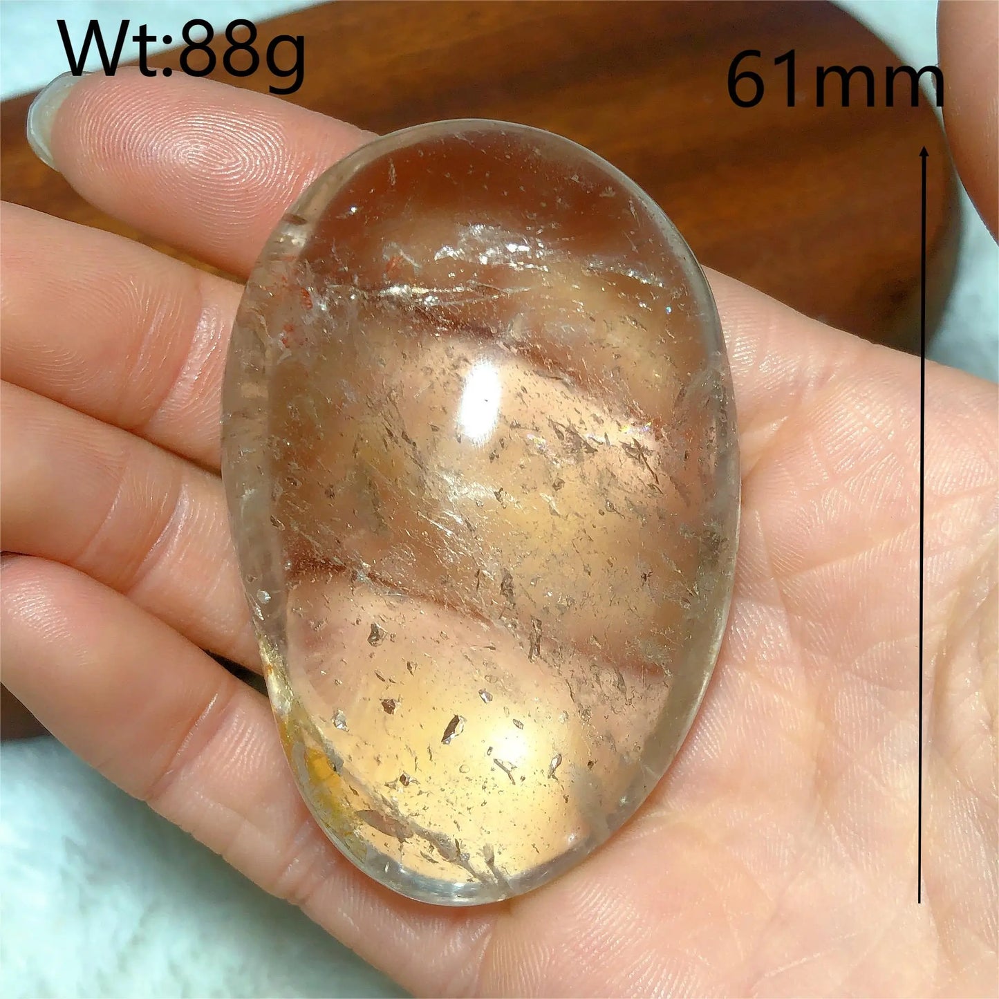 Clear Smokey Quartz Palm Stone-ToShay.org