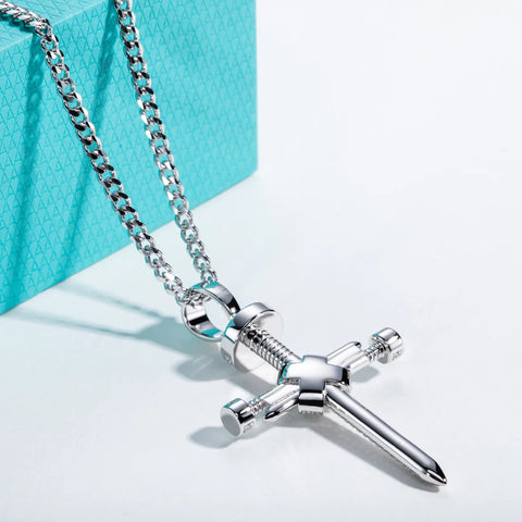 Silver Crystal Cross Pendant-ToShay.org