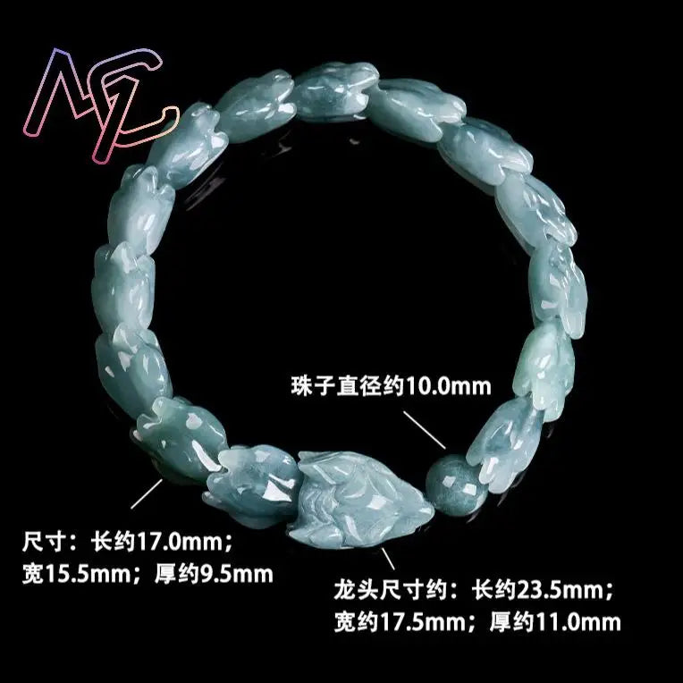 Blue Jadeite Dragon Bracelet-ToShay.org