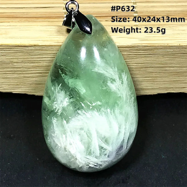 Green Feather Fluorite Pendant-ToShay.org