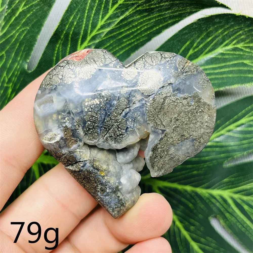Yellow Chalcopyrite Agate Heart-ToShay.org
