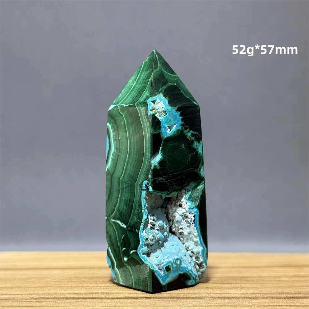 Blue Chrysocolla Malachite Point-ToShay.org