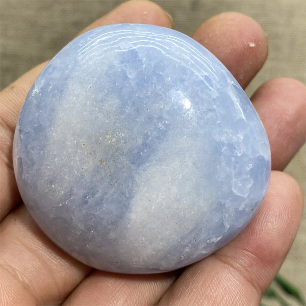 Blue Celestine Palm Stone-ToShay.org