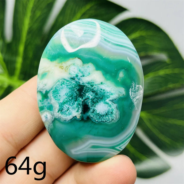 Green Flower Agate Palm Stone-ToShay.org
