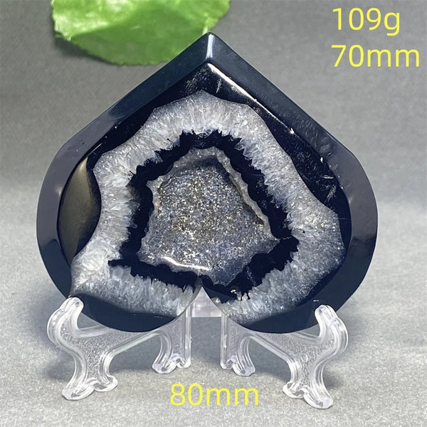 Black Agate Geode Heart-ToShay.org