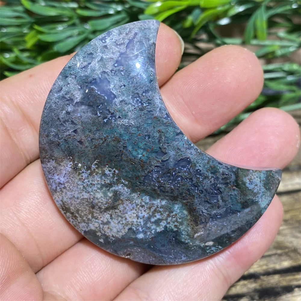 Green Moss Agate Moon-ToShay.org