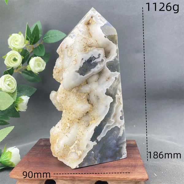 Green Moss Agate Geode Point-ToShay.org