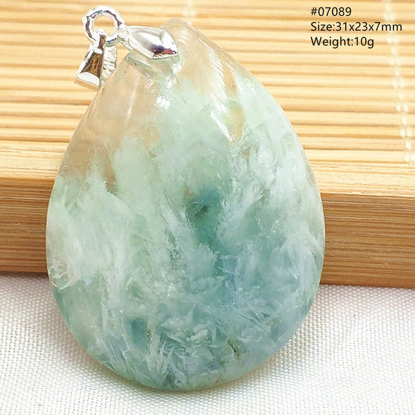 Green Feather Fluorite Pendant-ToShay.org