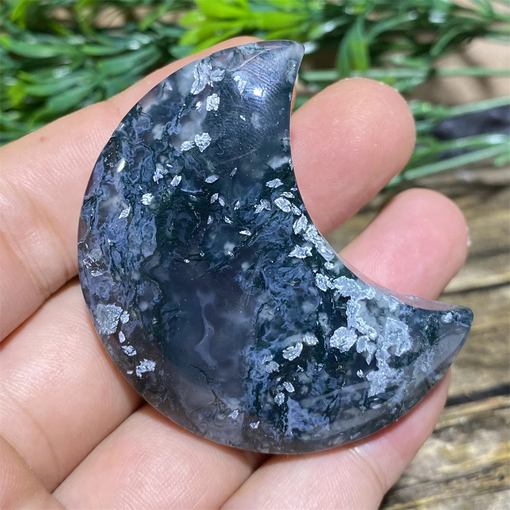Green Moss Agate Moon-ToShay.org