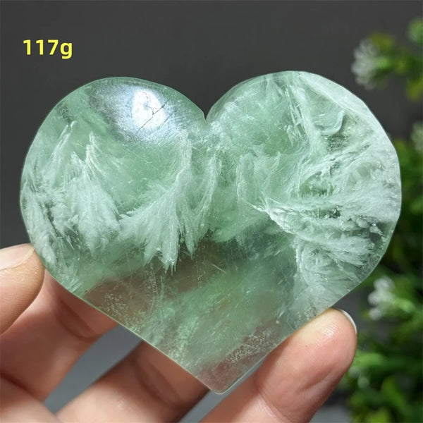 Green Feather Fluorite Heart-ToShay.org