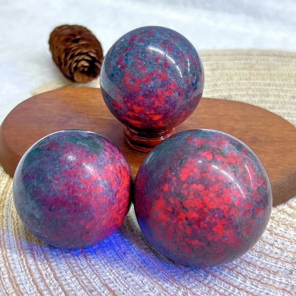 Fluorescence Ruby Kyanite Ball-ToShay.org
