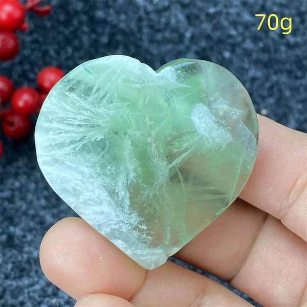 Green Feather Fluorite Heart-ToShay.org