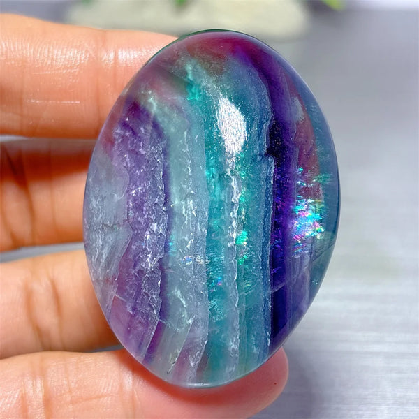 Rainbow Fluorite Palm Stone-ToShay.org