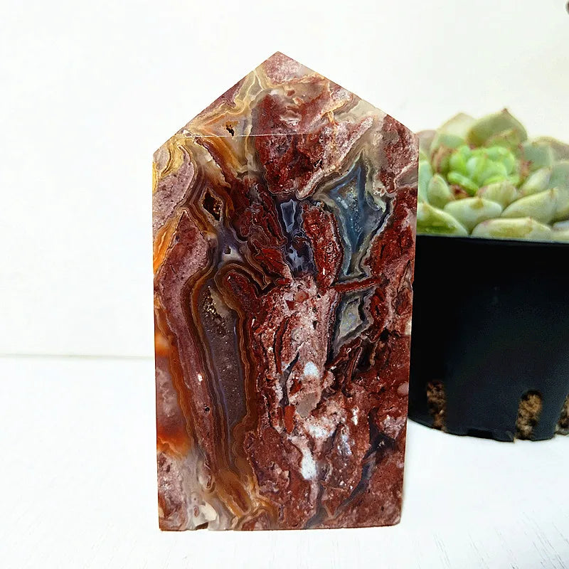 Red Lace Agate Crystal Tower-ToShay.org