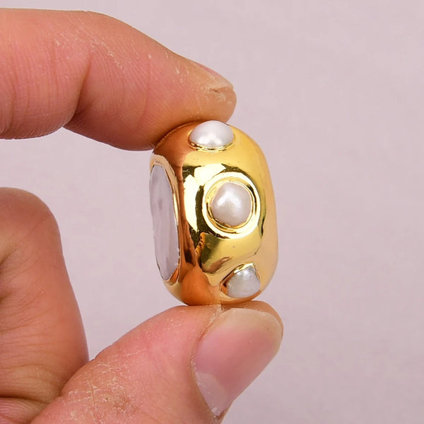 White Pearl Bezel Beads-ToShay.org