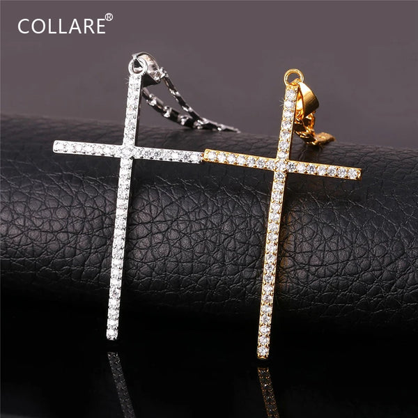 Gold Crystal Cross Necklace-ToShay.org