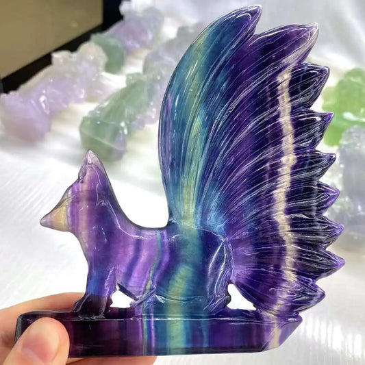 Rainbow Fluorite Nine-Tailed Fox-ToShay.org