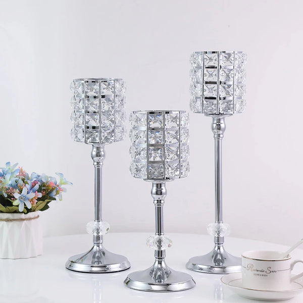 Silver Crystal Candle Holders-ToShay.org