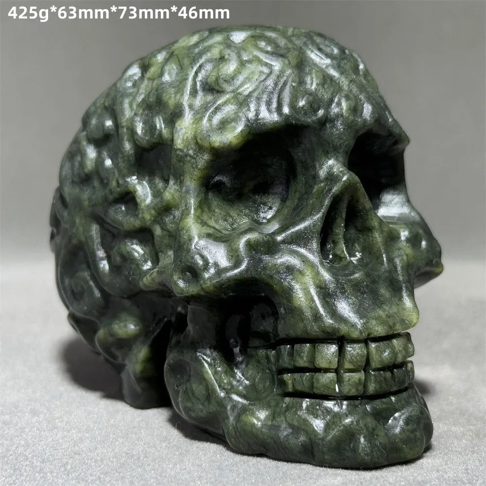 Green Jade Carved Skull-ToShay.org