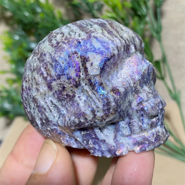 Purple Aura Sphalerite Skull-ToShay.org