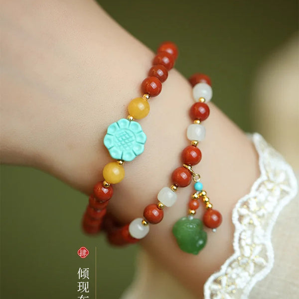 Red Agate Bead Bracelet-ToShay.org