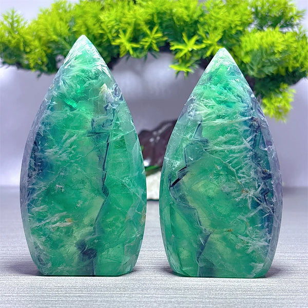 Green Feather Fluorite Flame-ToShay.org