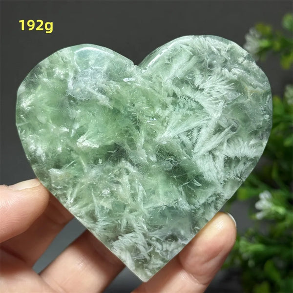 Green Feather Fluorite Heart-ToShay.org