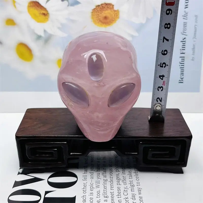Pink Rose Quartz Alien Skull-ToShay.org