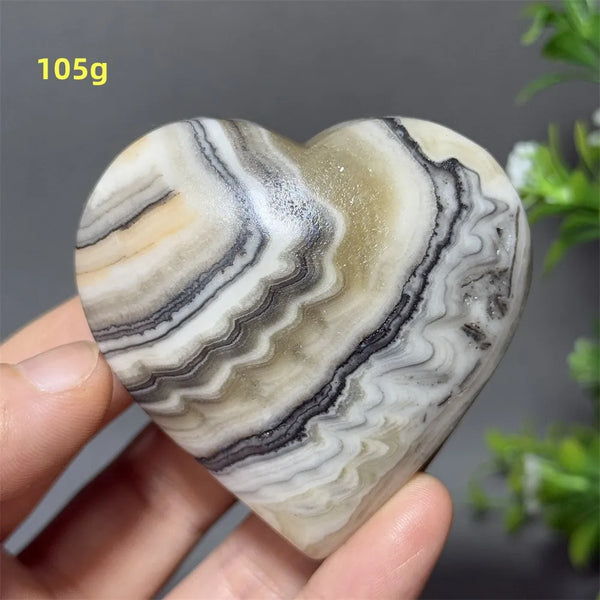 Black Yellow Stripe Calcite Heart-ToShay.org