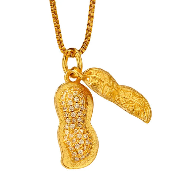 Gold Peanut Pendant Necklace-ToShay.org