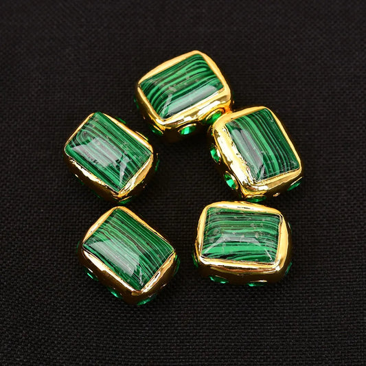 Green Malachite Bezel Beads-ToShay.org