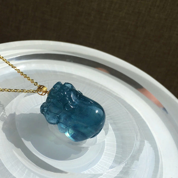 Blue Aquamarine Pi Xiu Pendant-ToShay.org