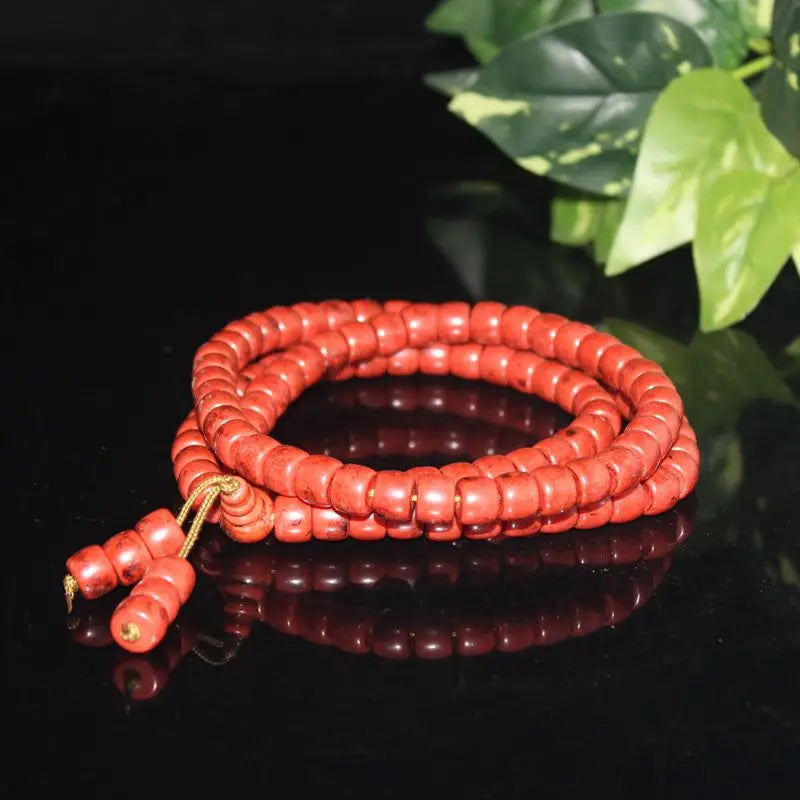 Red Glass Snow Barrel Beads-ToShay.org