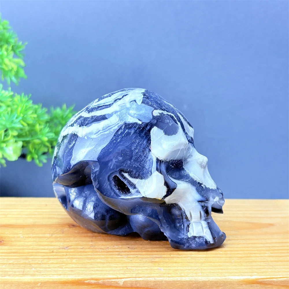 Grey Volcanic Agate Skull-ToShay.org