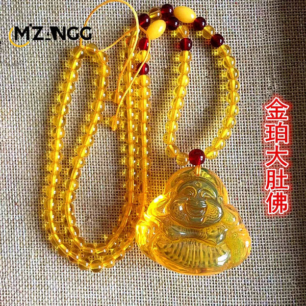 Gold Amber Buddha Pendant-ToShay.org
