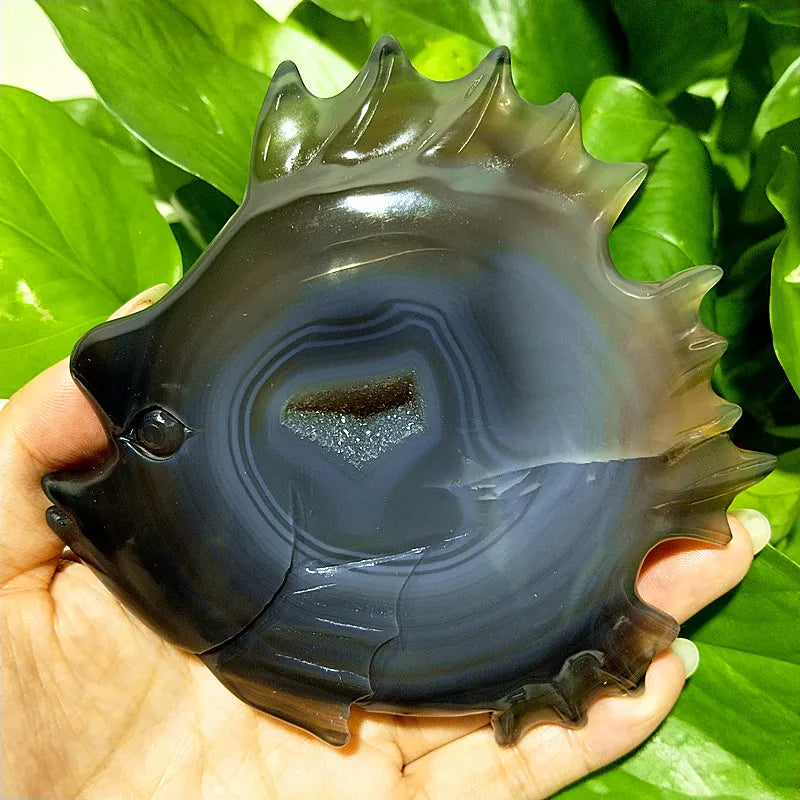 Grey Agate Druzy Fish-ToShay.org